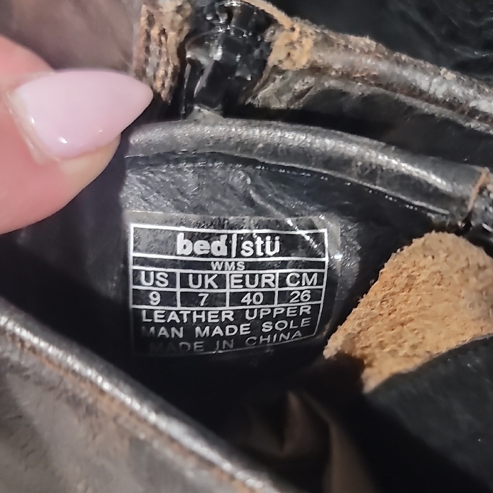 Bed Stu Distressed Black Ankle Boots - Picture 4 of 8